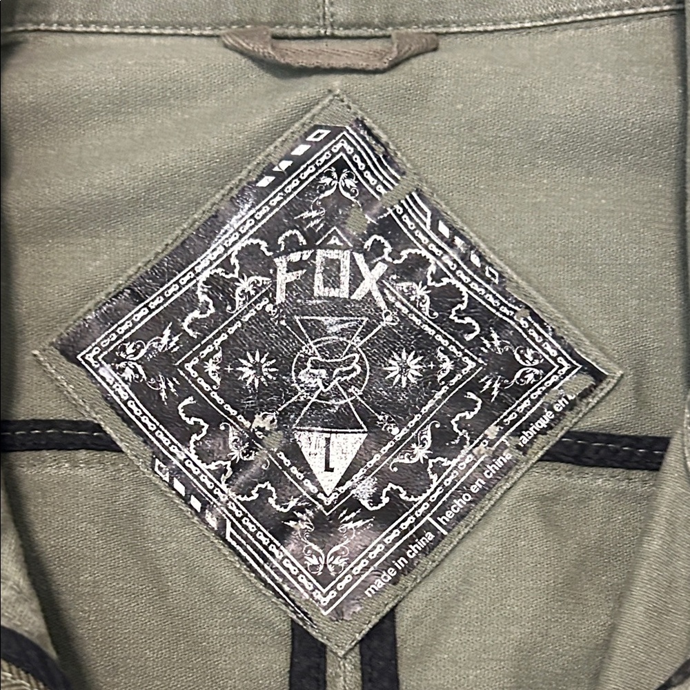 Fox Women's Utility Cargo Jacket Fatigue Denim Snap Button Size Large - Picture 4 of 10